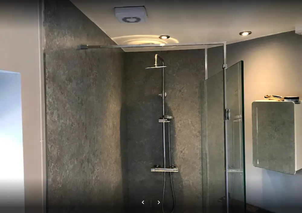 Modern wet room with rainfall shower
